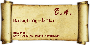 Balogh Agnéta névjegykártya